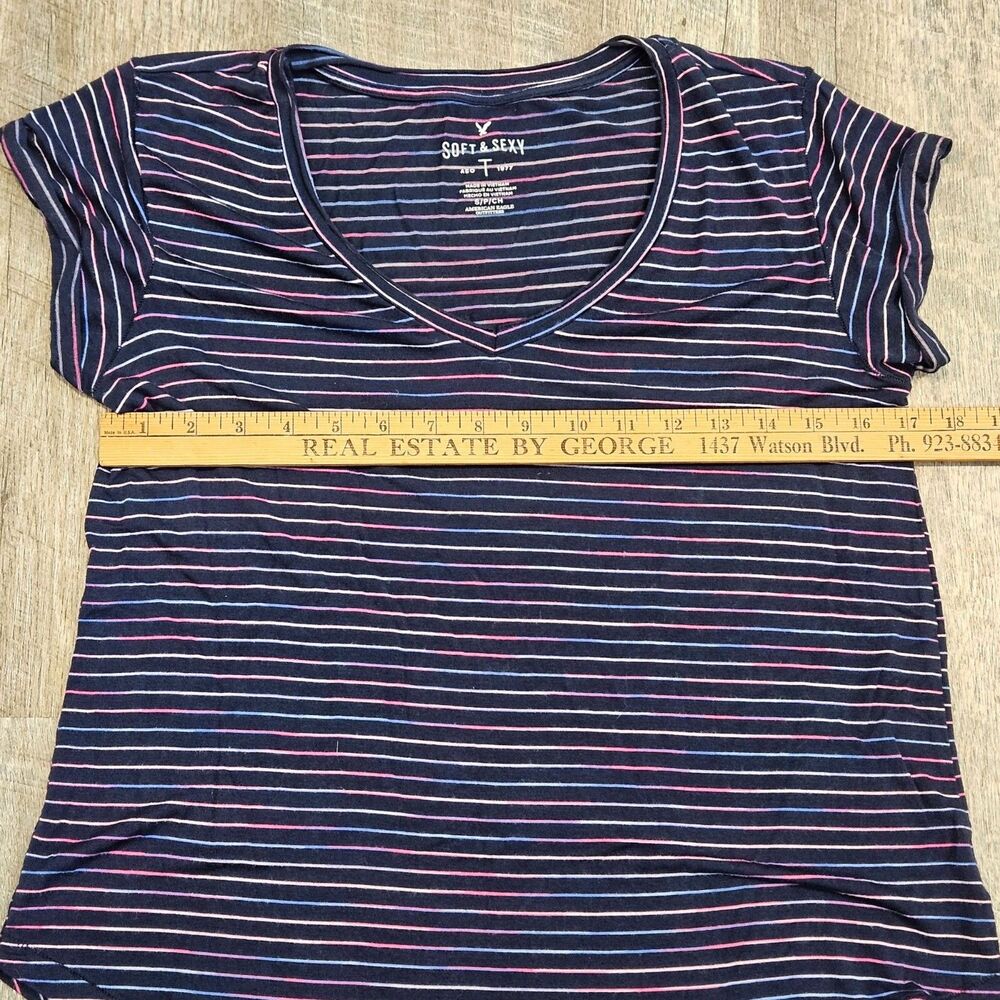 American Eagle Soft & Sexy Women's Short Sleeve V-Neck Casual Shirt Size S/P/CH - Picture 6 of 8
